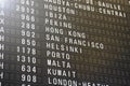 Flights information board in airport