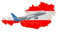 Flights to Austria, travel concept. 3D rendering