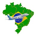 Flights to Brazil, travel concept. 3D rendering Royalty Free Stock Photo