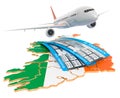 Flights to Ireland concept. 3D rendering