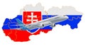 Flights to Slovakia, travel concept. 3D rendering