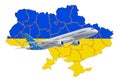 Flights to Ukraine, travel concept. 3D rendering