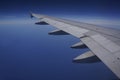 Fligt over the ocean. Boeing wing