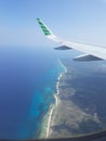Fligth with airplane with beautiful island timor view Royalty Free Stock Photo