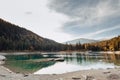 Flims lake at Switzerland, alpine mountains, sunny, summer landscape