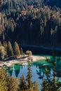 Flims lake at Switzerland, alpine mountains, sunny, summer landscape