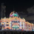 Flinders station night cityscape Melbourne