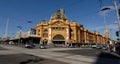 Flinders Street railway station entrance on the intersection of Flinders and Swanston Streets Melbourne Victoria
