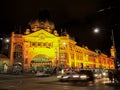 Flinders Street railway station. This image shows the main entrance to the station on the corner of Flinders & Swanston Streets. Royalty Free Stock Photo