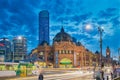 Flinders Street Station in Melbourne at night Royalty Free Stock Photo