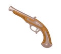 Flintlock pirate antique pistol. Vector color flat icon