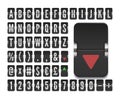 Flip board alphabet to display stock exchange rates. Airport terminal mechanical scoreboard font for financial markets