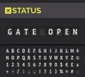 Flip board showing airport flight departure status Gate open. Vector Royalty Free Stock Photo