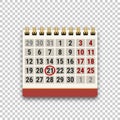 Flip calendar icon with a marked date on transparent background. Task, schedule, appointment or deadline concept