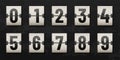 Flip clock, countdown numbers counter or scoreboard mechanical numbers on grungy background