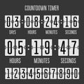 Flip countdown clock counter timer on black Royalty Free Stock Photo