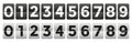 Flip countdown numbers in retro style. Clock countdown display. Flipboard scoreboard black and white