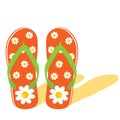 Flip flop for beach with flower illustration