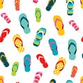 Flip flop color summer pattern. Seamless repeat pattern, background.