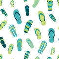 Flip flop color summer pattern. Seamless repeat pattern, background