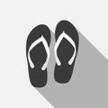 Flip Flop Flat Icon with Long Shadow, Vector Royalty Free Stock Photo