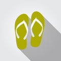 Flip Flop Flat Icon with Long Shadow, Vector Royalty Free Stock Photo