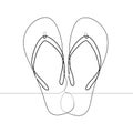 Flip Flop Foot Sandals Single Continuous Line Vector Illustration Graphic