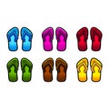 Flip flop pair, vector isolated, slippers Royalty Free Stock Photo
