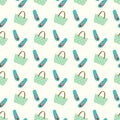 Flip flop print pattern. Seamless pattern with cute colorful sandals and beach bag Royalty Free Stock Photo