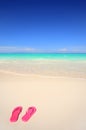 Flip-flop sandals on the beach Royalty Free Stock Photo