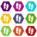 Flip flop sandals icon set color hexahedron Royalty Free Stock Photo