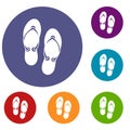 Flip flop sandals icons set Royalty Free Stock Photo