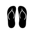 Flip Flop Slipper Summer Black Silhouette Icon. Sandal with Sole for Beach Travel Vacation Pool Relax Glyph Pictogram Royalty Free Stock Photo