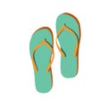 Flip-flop turquoise with yellow. Shoes for summer beach. Vector illustration in flat style isolated on white Royalty Free Stock Photo