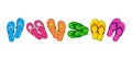 Flip flop vector icon, colorful summer slippers, sandal beach set. Cartoon