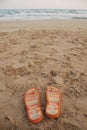 Flip Flops on Beach Royalty Free Stock Photo