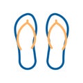 Flip Flops Beach Footwear Icon. Vector Thin Line Illustration.