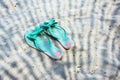 Flip flops on a beach Royalty Free Stock Photo