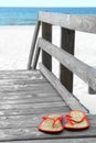 Flip flops on beach walkway Royalty Free Stock Photo