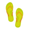 Flip flops with footprints isolated on a white background