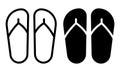 Flip flops icon with outline and glyph style. Royalty Free Stock Photo