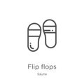 flip flops icon vector from sauna collection. Thin line flip flops outline icon vector illustration. Outline, thin line flip flops Royalty Free Stock Photo