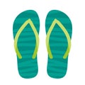 Flip flops isolated on white background. Blue green Slipper icon. Vector illustration. Summer beach shoes. Men's Royalty Free Stock Photo