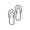 Flip flops line design. Flip, flop, shoes, line, footwear, art, travel, slippers icon vector illustration. Flip flops