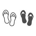 Flip flops line and glyph icon. Beach footwear vector illustration isolated on white. Summer sandals outline style Royalty Free Stock Photo