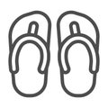 Flip flops line icon, Summer concept, Beach slippers sign on white background, beach footwear icon in outline style for Royalty Free Stock Photo