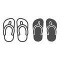 Flip flops line and solid icon, Summer concept, Beach slippers sign on white background, beach footwear icon in outline Royalty Free Stock Photo