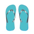 Flip-flops male blue color, for the beach, on a white background.