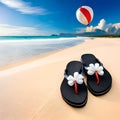 Flip flops and natural beauty by the beach, background for summer