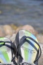 Flip-flops near the ocean Royalty Free Stock Photo